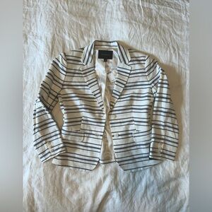 Banana Republic White & Blue Striped Linen & Cotton Blazer NWT
